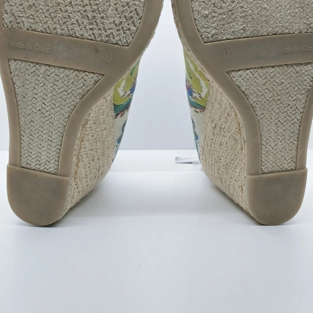 Nine West Vintage American Collection Colorful Summer Wedge Espadrilles Sz 10